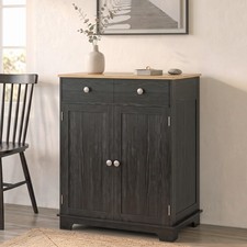 Kitchen Storage Cupboard Organizer Cabinet w/2 Drawers Adjustable Shelf, Black