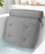Everlasting Comfort Luxury Bath Pillow for Tub Quick-Dry 4D Mesh Gray Head