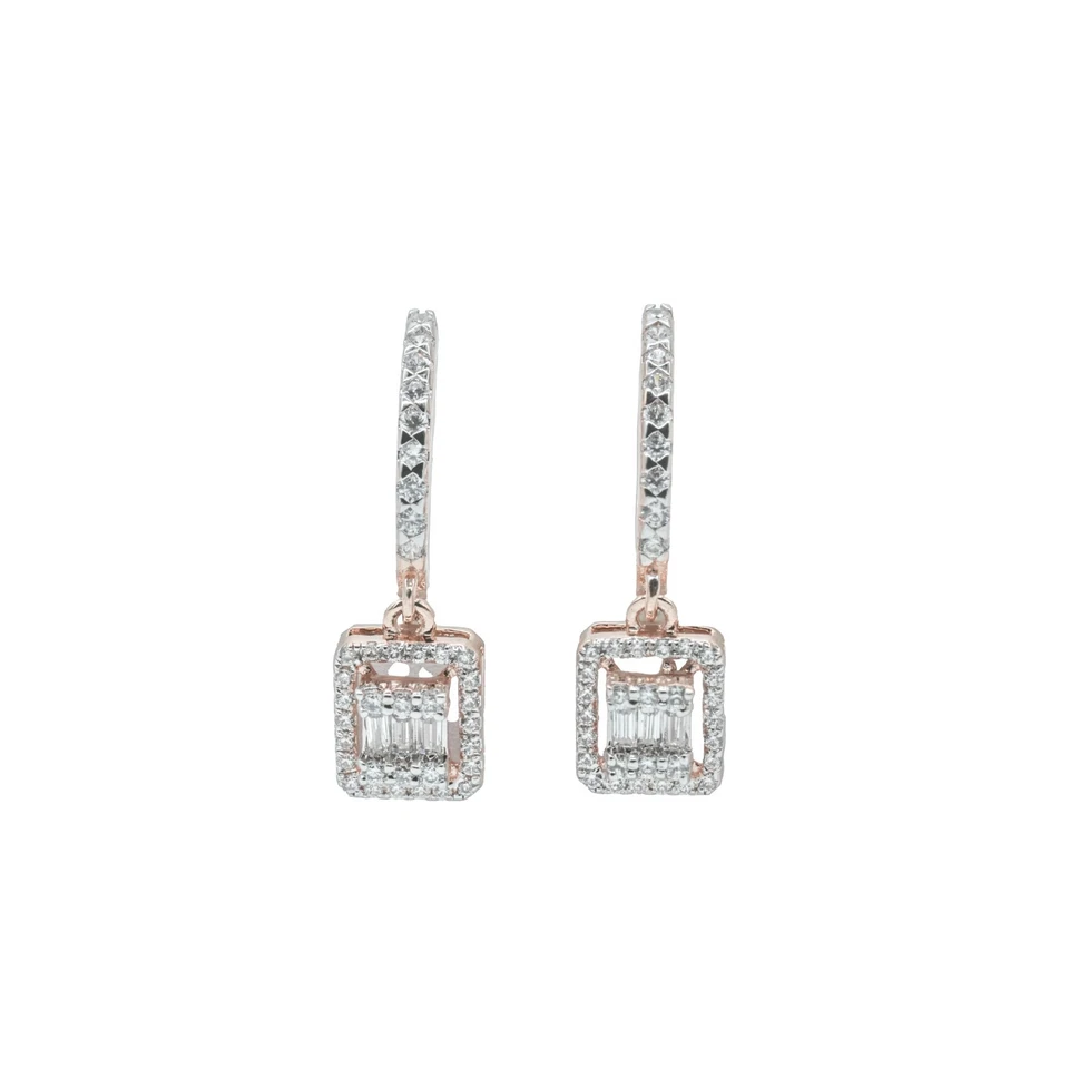 Pendientes redondos de moissanita para mujer de oro de 18 quilates 74 diamantes 3,2 gramos Foto 3 de 4