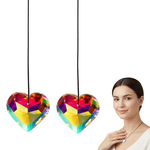 Kristalle Herz Sonnenfänger 2 Stück Kristallglas-Anhänger 30mm Regenbogen Deko F