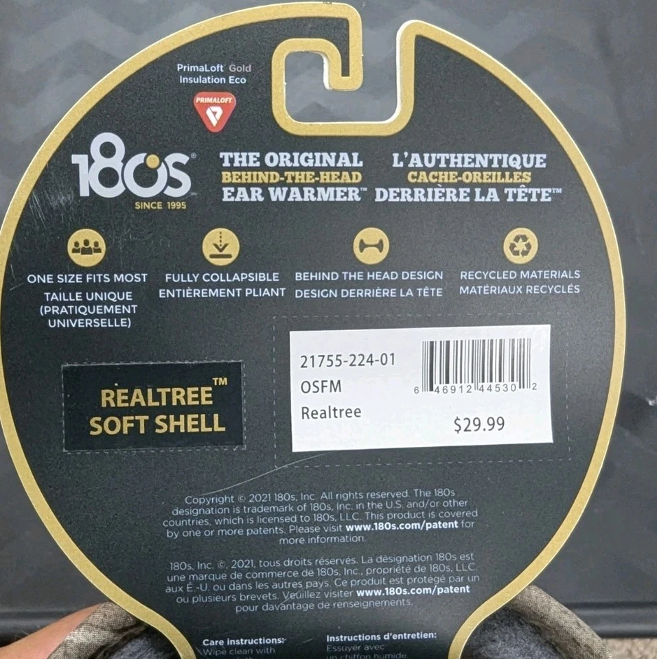 Calentadores de oreja detrás de la cabeza 180 unisex ajustables Realtree camuflados orejeras nuevos con etiquetas Foto 3 de 3