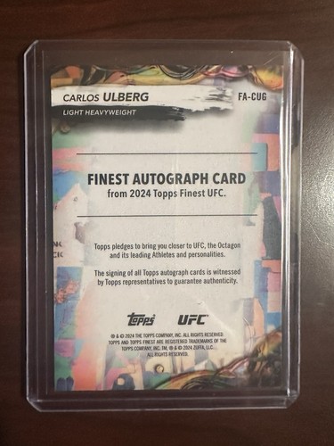 CARLOS ULBERG 2024 UFC Finest Topps Auto AQUA GLITTER AUTOGRAPH SP #FA-CUG - Picture 2 of 2