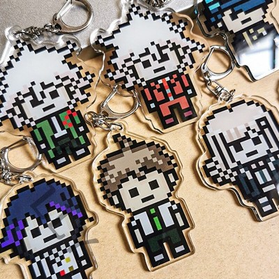 Pixel Acrylic Pendant Keychain Danganronpa Rantaro Amami Keyring Trinkets Sets