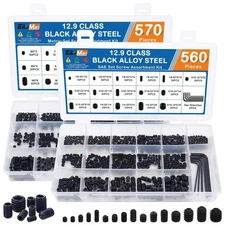 1130PCS Set Screws, 32 Sizes Metric & SAE Set Screw Assortment Kit, Allen Hea...