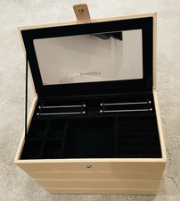 RARE Pandora Large Cream Jewellery Box Multi Layer Storage Mirror Genuine