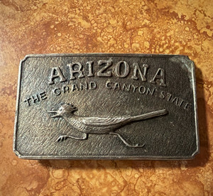 Arizona The Grand Canyon State Roadrunner Souvenir Belt Buckle