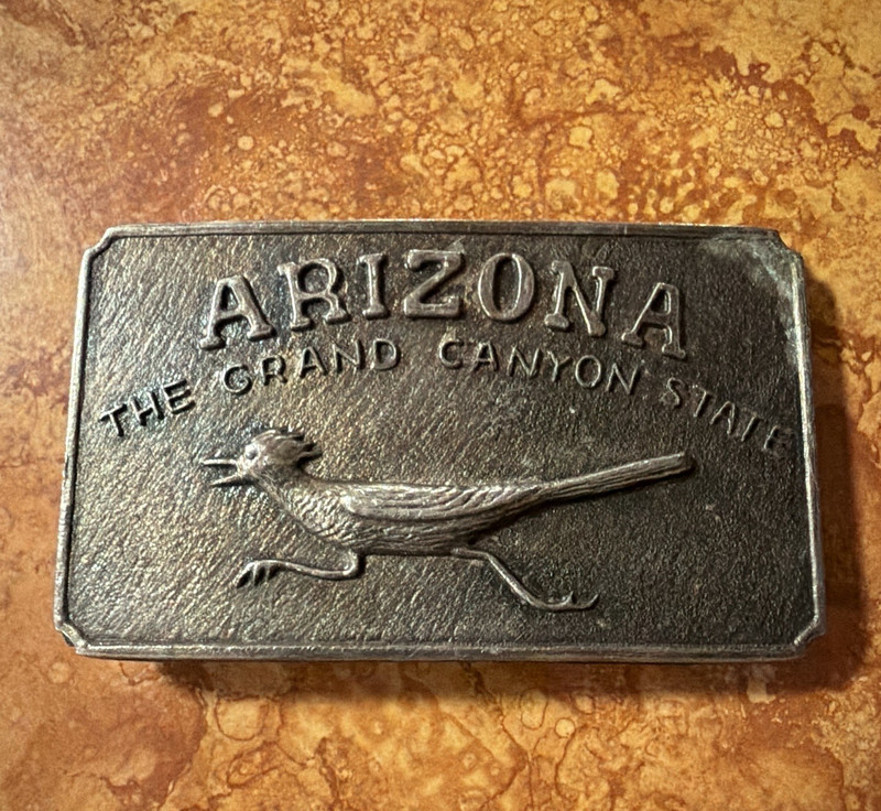 Arizona The Grand Canyon State Roadrunner Souvenir Belt Buckle