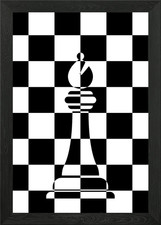 Schach Bischof Silhouette gerahmtes Wandbild Poster Leinwanddruck Bild