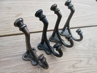 Heavy Large Victorian Old Style Fancy Cast Iron Black Hat and & Coat Peg Hooks 1