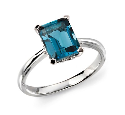 Designer - Elements Gold - 9ct Weissgold Blau Topas Ring