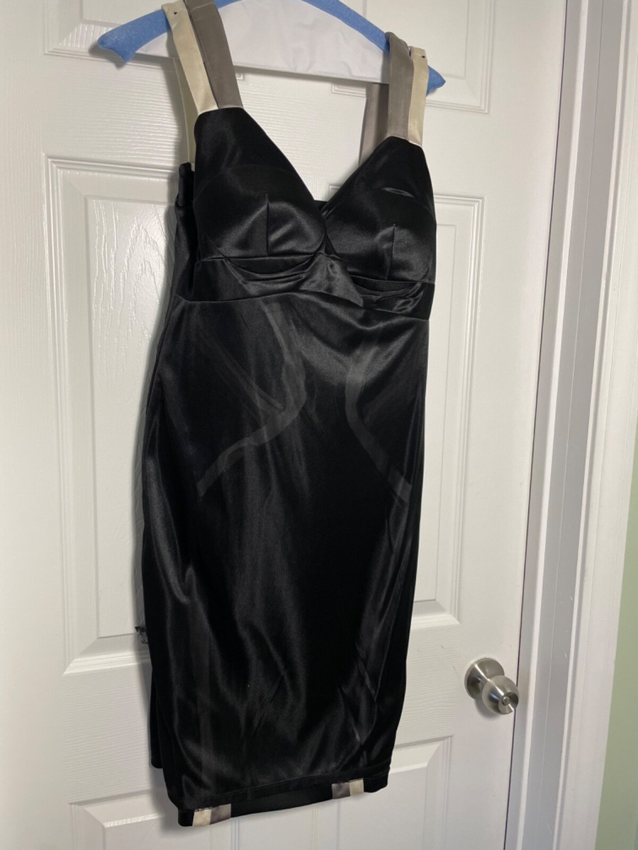 jax satin dress JAX Black Lace & Satin Sheath Dress Size 6 NWT
