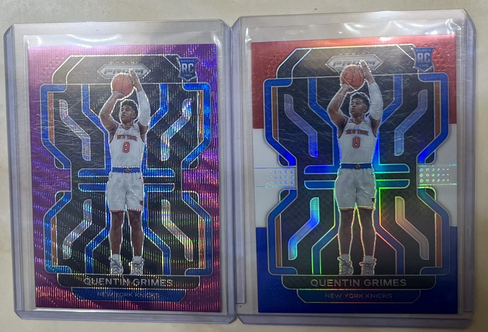 2021-22 Panini Prizm #285 Quentin Grimes Rookie Purple Wave Prizm Knicks SP RC