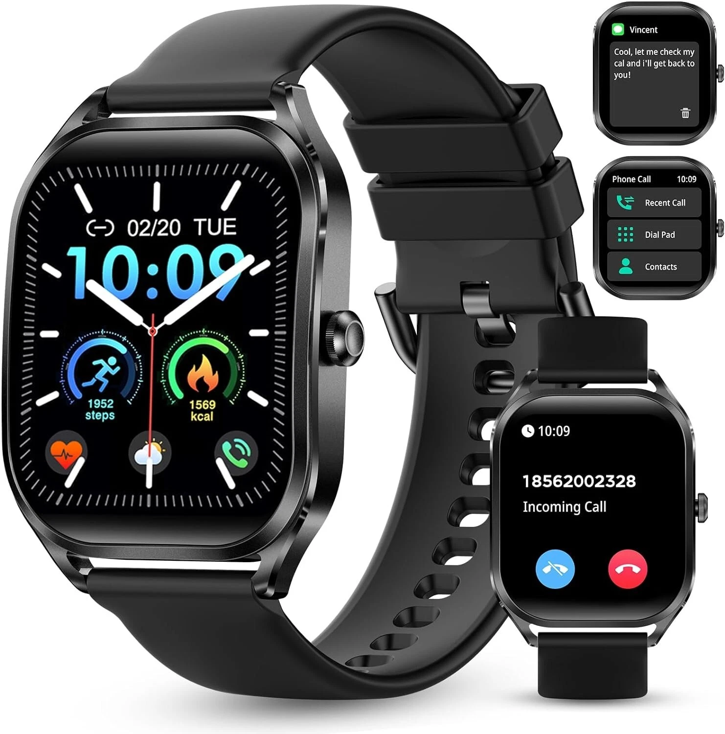 Smart Watch Men's Phone Function Wristwatch Watch for iPhone Samsung Huawei Tab