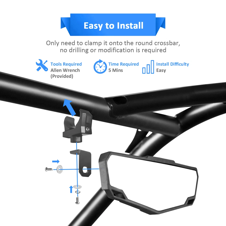 Set of Racing Rear LED Side+Center Mirrors For Yamaha YXZ1000R 2016-2025 - Image 3 of 4