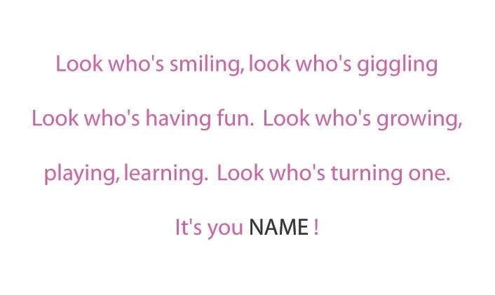 Tarjeta de Primer Cumpleaños para Niña Hecha a Mano con Nombre Personalizado y Verso Interior Foto 2 de 4