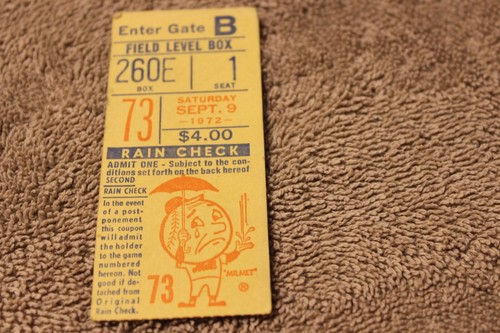 1972 (Sept. 9) New York Mets baseball ticket stub v  Cardinals Bob Gibson loss - Foto 1 di 2