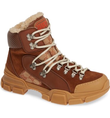 GUCCI FLASH TREK LIGHT BROWN BOOTS | eBay