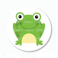 48 CUTE GREEN FROG ENVELOPE SEALS LABELS SCRAPBOOK STICKERS 1.2" ROUND