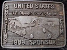 Rare 1989 U. S. OLYMPIC SHOOTING CENTER UNITED STATES TEAM SPONSOR Belt Buckle
