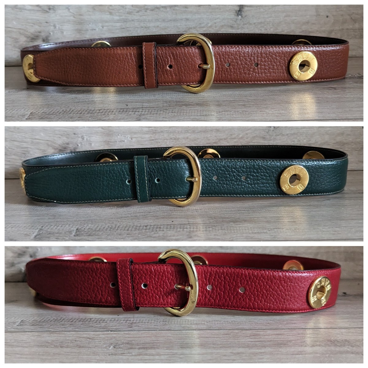 DAKS LONDON ENGLAND RED LEATHER WOMEN\'S BELT $398 Blossom Hand-Stitched Leather Belt – Old Trend main image 3