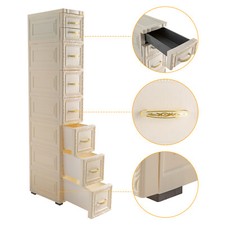 Milky-white Floor Cabinet Features With Eight Drawers For Categorize Items