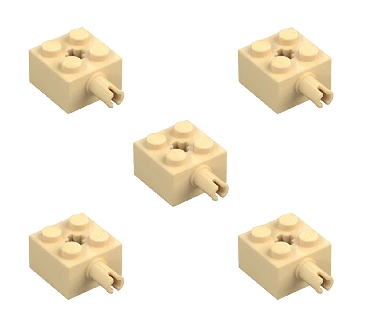 5 New Lego Tan Modified 2x2 Brick w Pin Axle Hole 42929 6232 wheel holder car