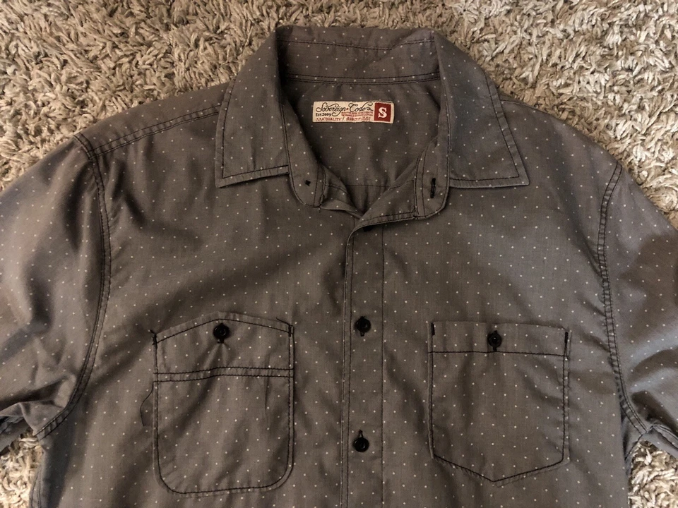Sovereign Code, Mens Polkadot Long Sleeve Casual Button Down Shirt in Gray - Image 3 of 4