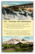 Dual View w Poem Greetings From Washington WA UNP DB Postcard XC13
