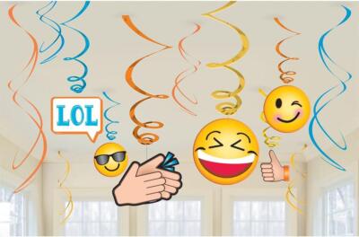 LOL Emojis Swirl Hanging Decorations Birthday Party Decorations 12 Pieces New