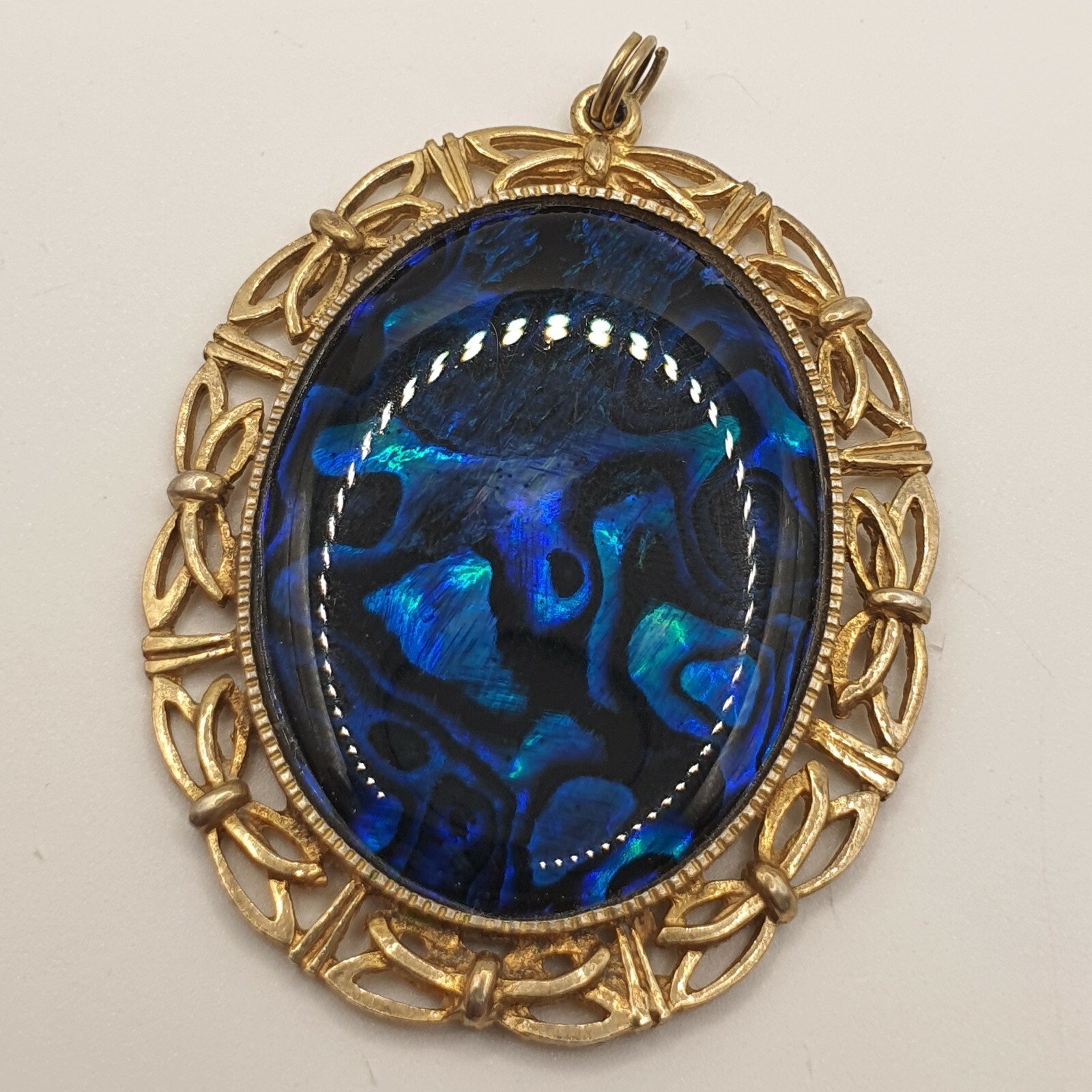 Photo 4 of Gold Plated Sterling Silver Necklace Pendant Abalone Shell Birmingham 1992 P6