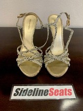 Women's BCBG MAXAZRIA Gold Snake Design Strapped Heels Women's Size 8