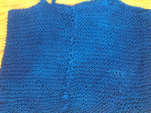 HANDKNIT SLEEVELESS TANK CROP TOP WOMENS S M THIN STRAP BLUE INDIGO 100% COTTON - Picture 8 of 12