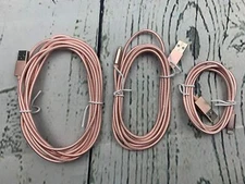 8 Pin Charger 3Pack USB Cable Fast Charging 10ft 6ft 3ft Pink