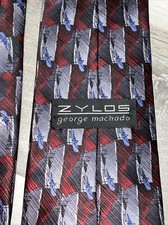 Zylos George Machado Neck Tie 100% Silk Made in USA Abstract 4"W