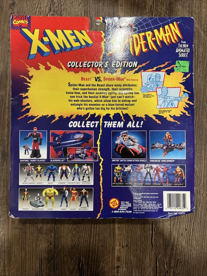 Toy Biz 1994 Marvel Spider-Man X-Men Bestia Figura Paquete de 2 Exclusivo de Walmart Foto 2 de 4