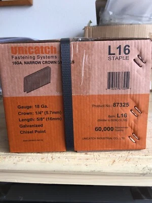 UNICATCH L10/9016/L16 5/8" GALV. STAPLES FOR SENCO,DEWALT & PORTER CABLE 12 Boxes/Case
