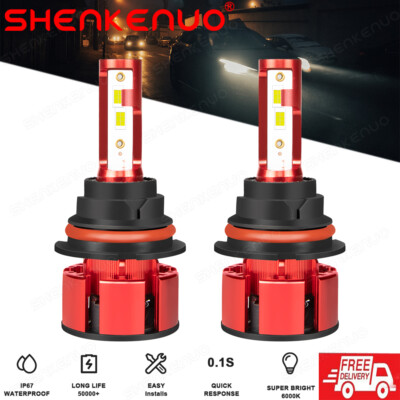 SHENKENUO 9007 HB5 LED Headlight Bulbs High Low Beam 6000K White Bright 2X