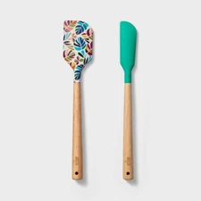 Tabitha Brown - 2pc Silicone Mini Spatula Set Teal/Print