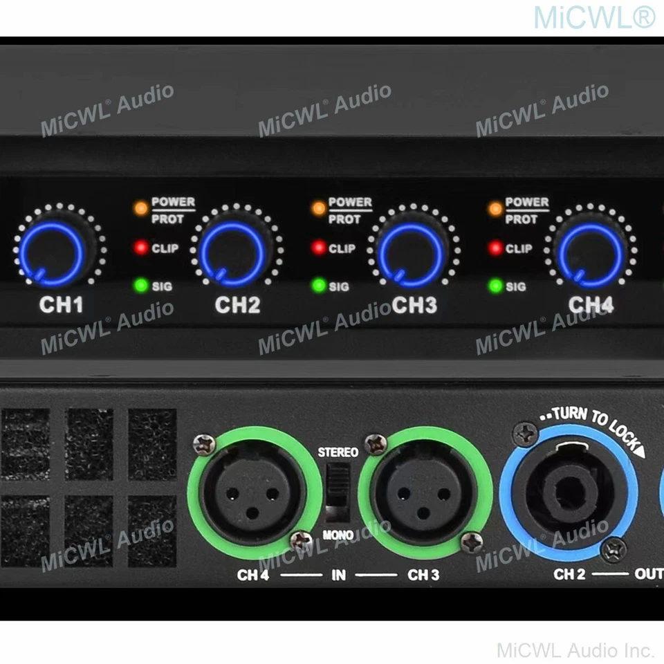 High-Tech 5200W 4 Channel Class D Digital Power Amplifier 5200 Watts PEAK Output - Image 4 of 4