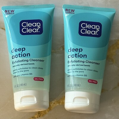 2 Pack Clean & Clear Deep Action Exfoliating Scrub Oil Free 5 Oz Each New