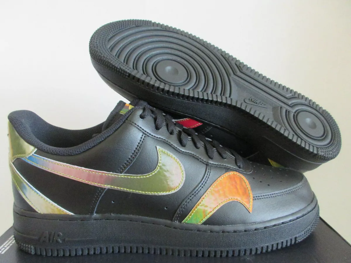 NIKE AIR FORCE 1 07 LV8 MISPLACED SWOOSHES BLACK-MULTI SZ 9