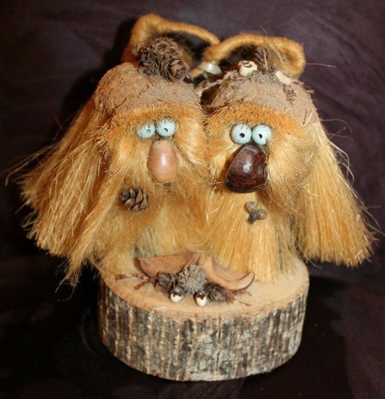 VTG Coconut Husk Creature Monster Sculpture Tiki Bar Decor All Natural  w/ tag
