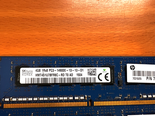 Lot of 3 -SK Hynix 4GB PC3-14900E Memory HMT451U7BFR8C-RD RAM 1Rx8 ECC DDR3-1866 - Picture 2 of 2