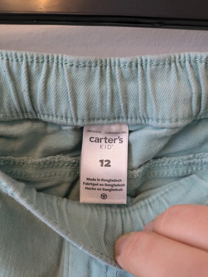 Pantalón de mezclilla Carter's verde azulado cintura elástica talla juvenil 12 Foto 3 de 4