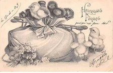 Easter - No. 81473 - Happy Easter - Chicks around an egg and flower