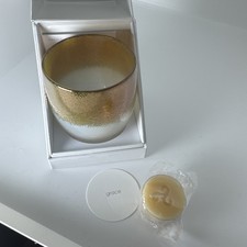 Glassybaby Grace WA Gold Tone Iridescent Candle Holder Hand Blown Glass Decor