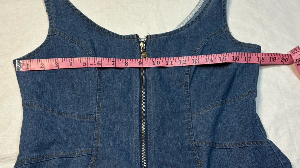 Venus Denim Dress Women’s M Zipper Front Pockets Sleeveless Western - Image 4 of 4