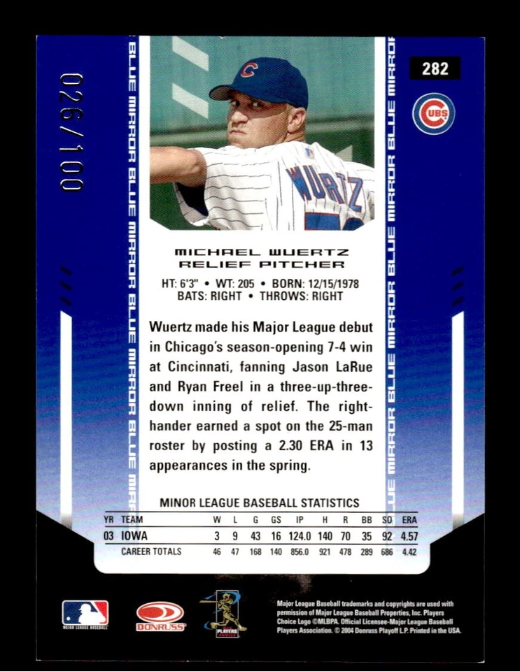 2004 Leaf Certified Materials #282 Michael Wuertz Mirror Autograph Blue #/100 - Image 2 of 2