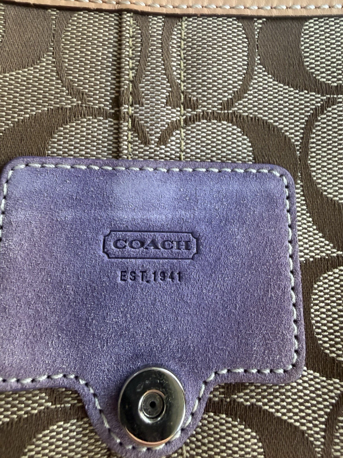 Coach Soho Signature Flap Bag Purple Suede Trim Jacqu… - Gem