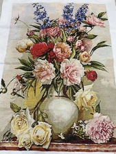 Handmade completed finished cross stitch Flower 23'x 33'' New Decor